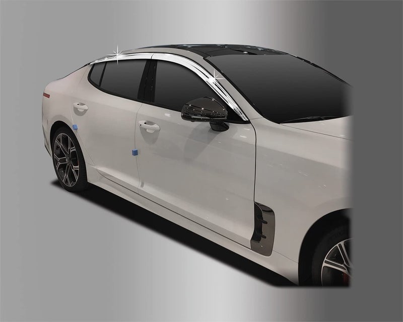 AUTO CLOVER AUTOCLOVER Tape-On Rain Guards Window Visors 4 Pcs Set for Kia Stinger 2017 2018 2019 2020 2021 2022 2023 / Window Deflectors, Out-Channel Vent Shades (Smoked) - Image 4